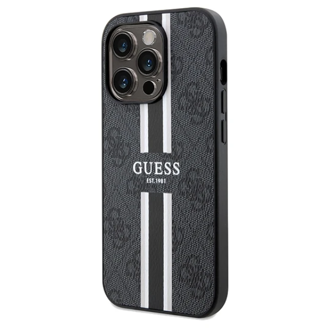 Чохол Guess 4G Printed Stripes для iPhone 15 Pro Max Black with MagSafe (GUHMP15XP4RPSK)