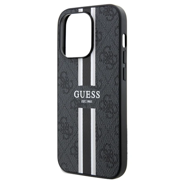 Чохол Guess 4G Printed Stripes для iPhone 15 Pro Max Black with MagSafe (GUHMP15XP4RPSK)