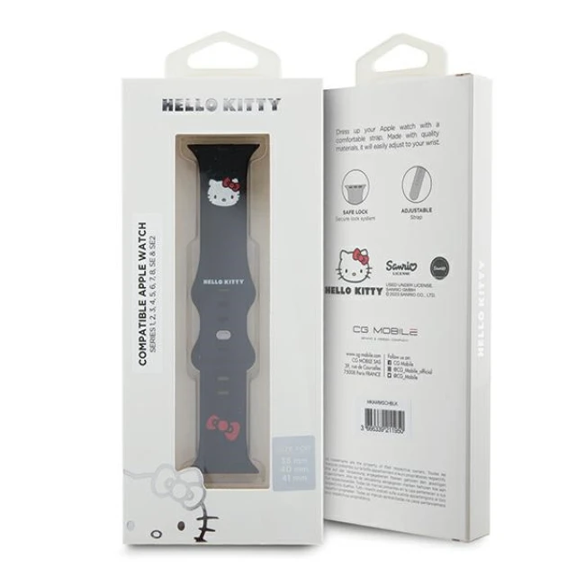 Ремінець Hello Kitty Silicone Kitty Head для Apple Watch 42 (10 series) | 41 | 40 | 38 mm Black (Hel000052-0)