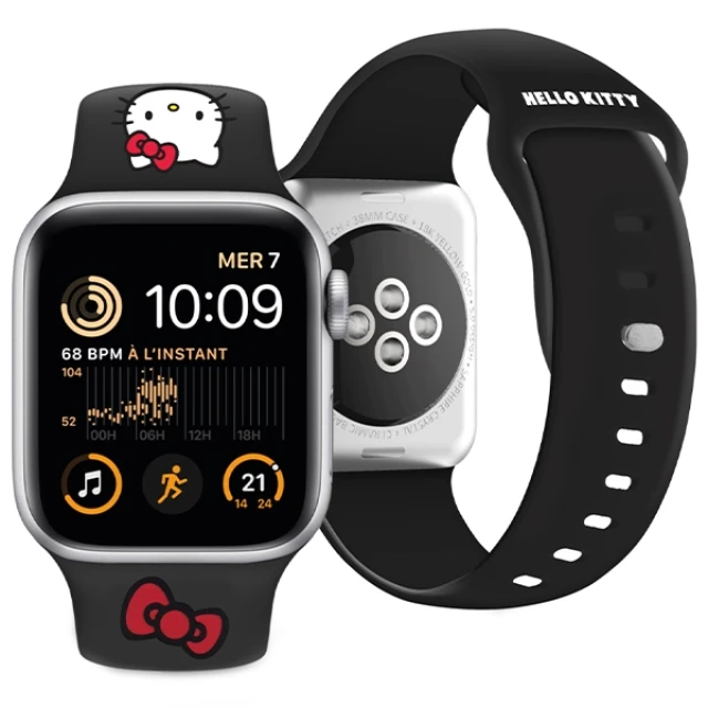 Ремінець Hello Kitty Silicone Kitty Head для Apple Watch 49 | 46 | 45 | 44 | 42 mm (1-3 series) Black (Hel000058-0)
