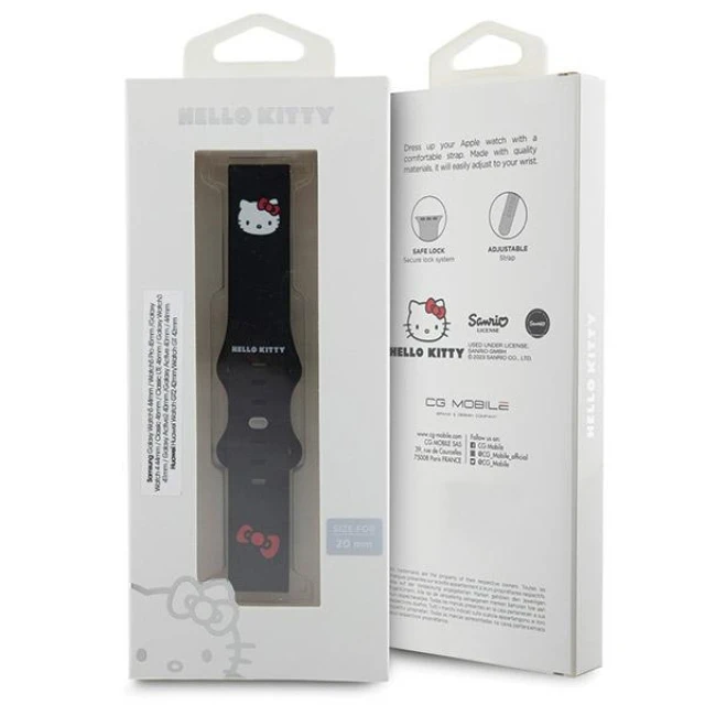 Ремінець Hello Kitty Silicone Kitty Head Універсальний 20mm Black (Hel000102-0)