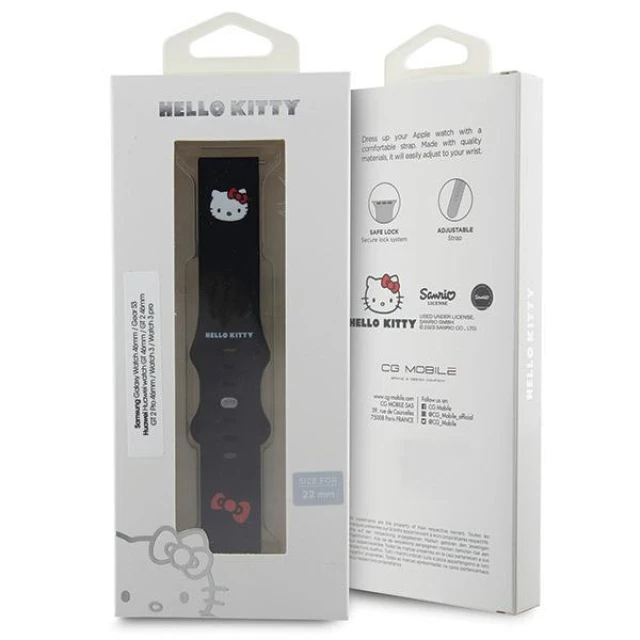 Ремінець Hello Kitty Silicone Kitty Head Black 22mm (Hel000103-0)