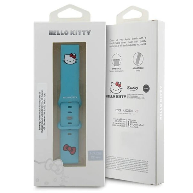 Ремінець Hello Kitty Silicone Kitty Head для Universal 22mm Blue (HKUWLSCHBLB)