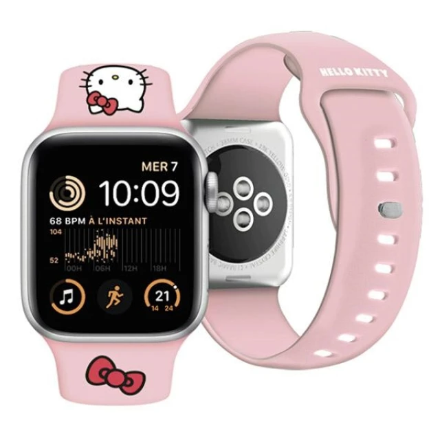 Ремінець Hello Kitty Silicone Kitty Head для Apple Watch 49 | 46 | 45 | 44 | 42 mm (1-3 series) Pink (HKAWLSCHBLP)