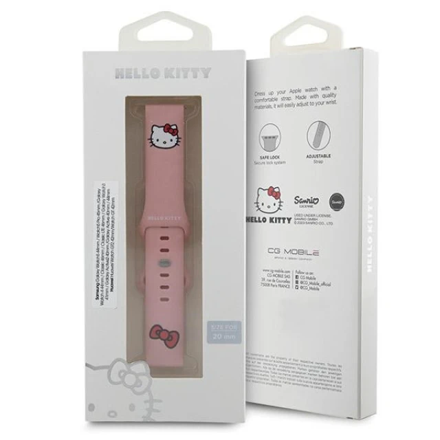 Ремінець Hello Kitty Silicone Kitty Head для Universal 20mm Pink (HKUWMSCHBLP)