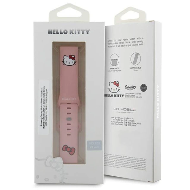 Ремінець Hello Kitty Silicone Kitty Head для Universal 22mm Pink (HKUWLSCHBLP)