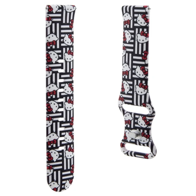 Ремінець Hello Kitty Silicone Heads & Stripes Universal 20mm Black (Hel000106-0)