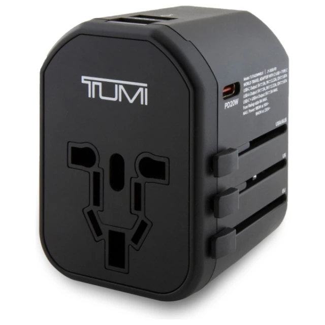 Адаптер Tumi Travel Adapter 20W USB-C / 2xUSB-A Black (TUTA20WMSLK)