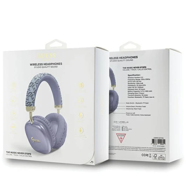 Бездротові навушники Guess Gcube Metallic Script Logo Purple (GUBHK1GCTCSU)