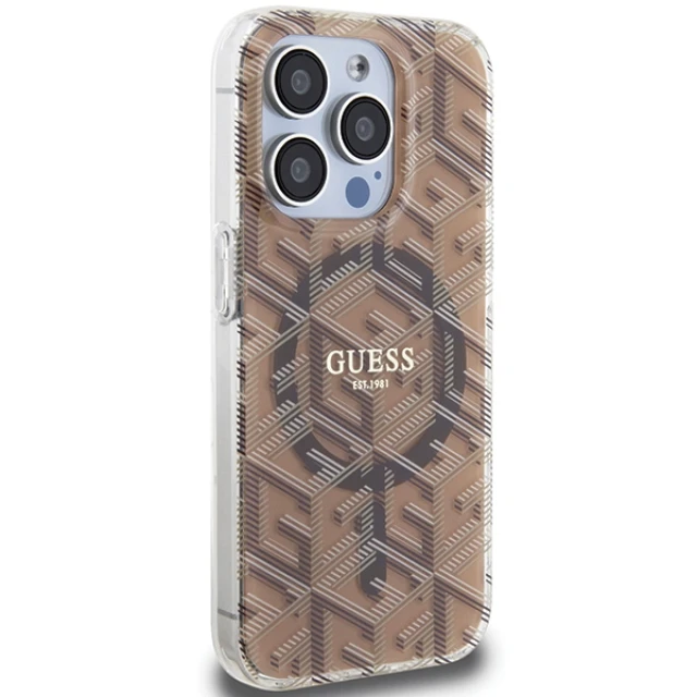 Чохол Guess IML GCube для iPhone 15 Pro Brown with MagSafe (GUHMP15LHGCUSTGW)