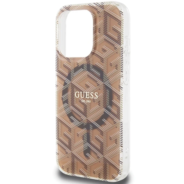 Чохол Guess IML GCube для iPhone 15 Pro Brown with MagSafe (GUHMP15LHGCUSTGW)