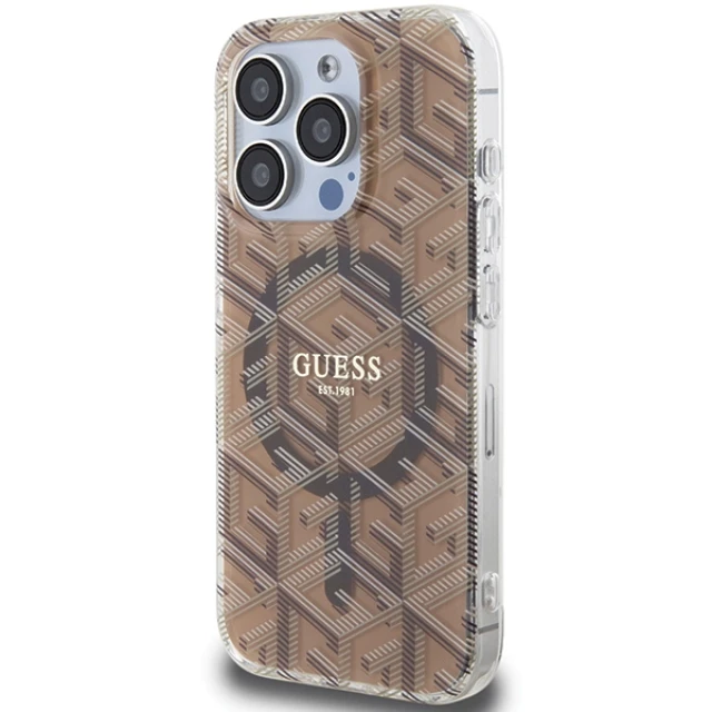 Чохол Guess IML GCube для iPhone 15 Pro Max Brown with MagSafe (GUHMP15XHGCUSTGW)