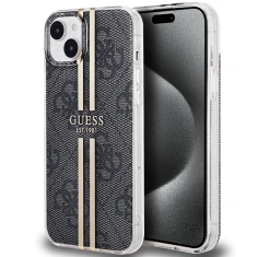 Чехол Guess IML 4G Gold Stripe для iPhone 15 Plus | 14 Plus Black (GUHCP15MH4PSEGK)
