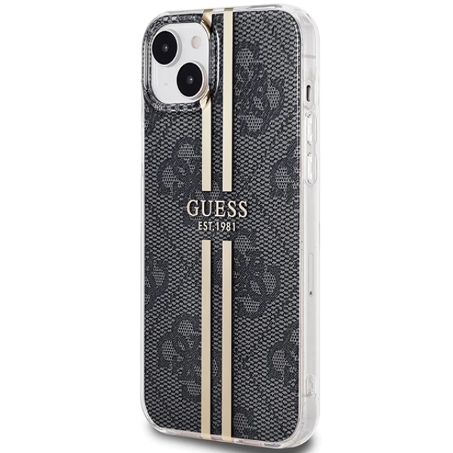 Чехол Guess IML 4G Gold Stripe для iPhone 15 Plus | 14 Plus Black (GUHCP15MH4PSEGK)