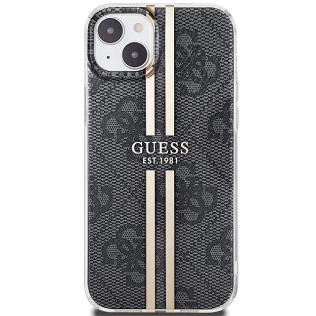 Чехол Guess IML 4G Gold Stripe для iPhone 15 Plus | 14 Plus Black (GUHCP15MH4PSEGK)