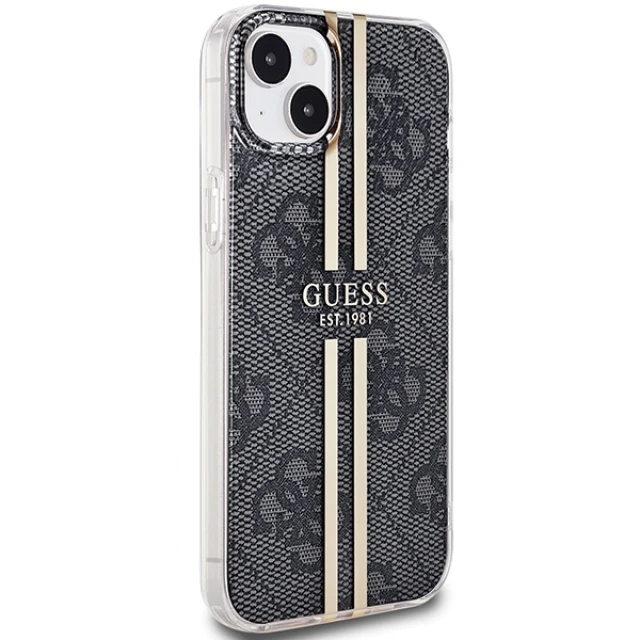 Чехол Guess IML 4G Gold Stripe для iPhone 15 Plus | 14 Plus Black (GUHCP15MH4PSEGK)