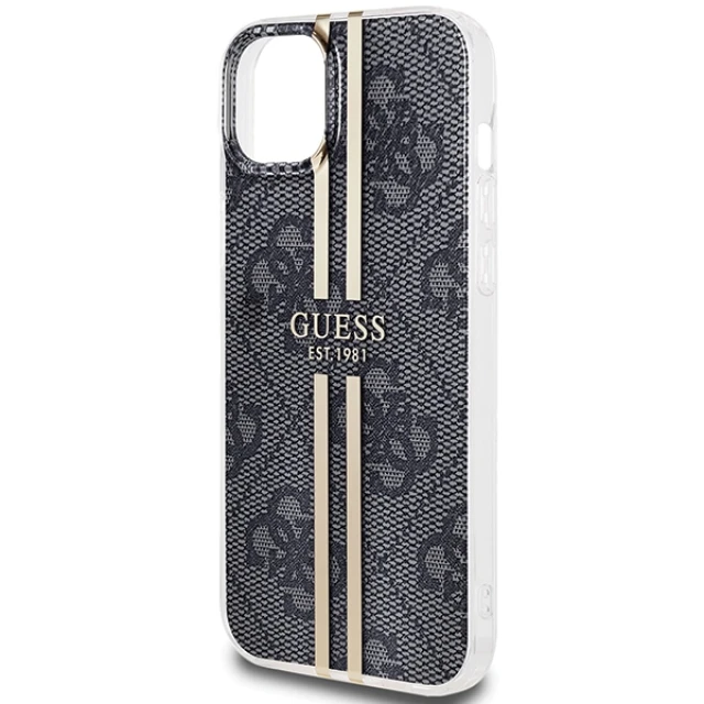 Чехол Guess IML 4G Gold Stripe для iPhone 15 Plus | 14 Plus Black (GUHCP15MH4PSEGK)