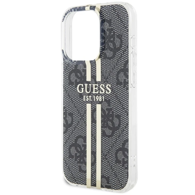 Чехол Guess IML 4G Gold Stripe для iPhone 15 Pro Black (GUHCP15LH4PSEGK)