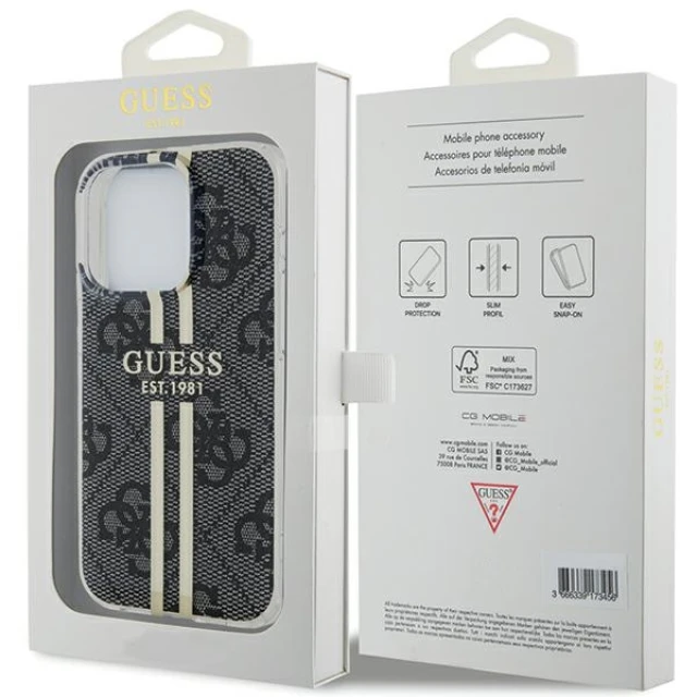Чехол Guess IML 4G Gold Stripe для iPhone 15 Pro Black (GUHCP15LH4PSEGK)