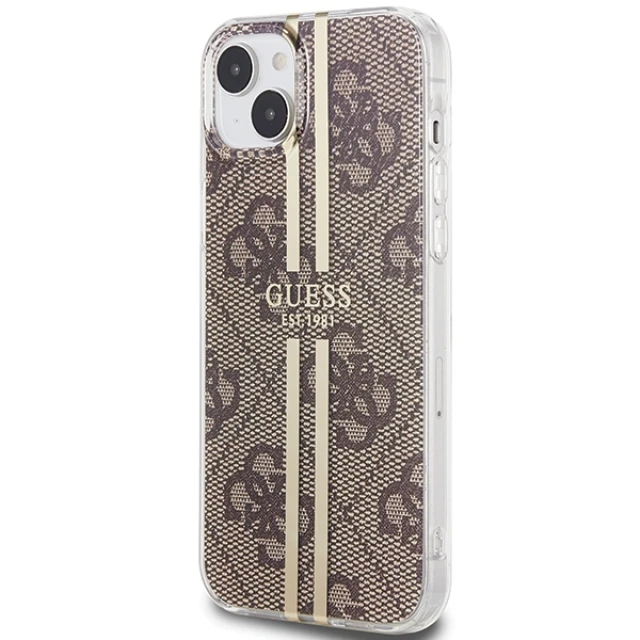 Чохол Guess IML 4G Gold Stripe для iPhone 15 Plus | 14 Plus Brown (GUHCP15MH4PSEGW)