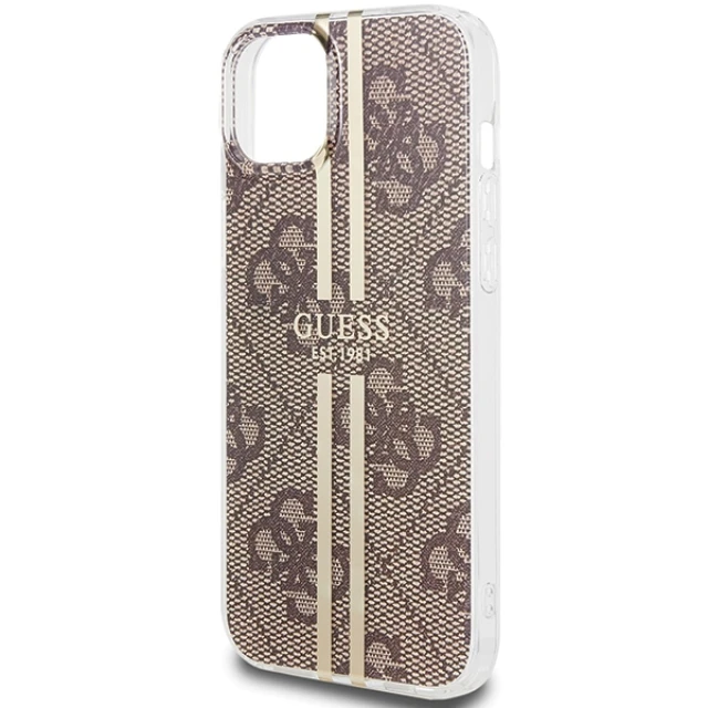 Чохол Guess IML 4G Gold Stripe для iPhone 15 Plus | 14 Plus Brown (GUHCP15MH4PSEGW)