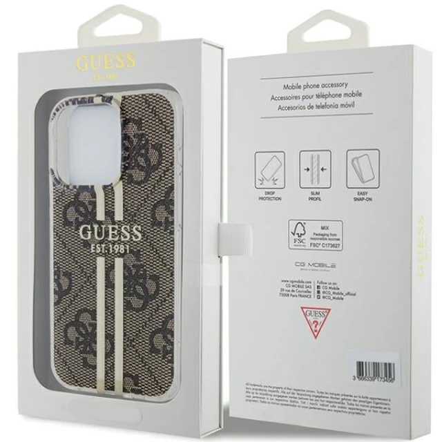 Чохол Guess IML 4G Gold Stripe для iPhone 15 Pro Brown (GUHCP15LH4PSEGW)