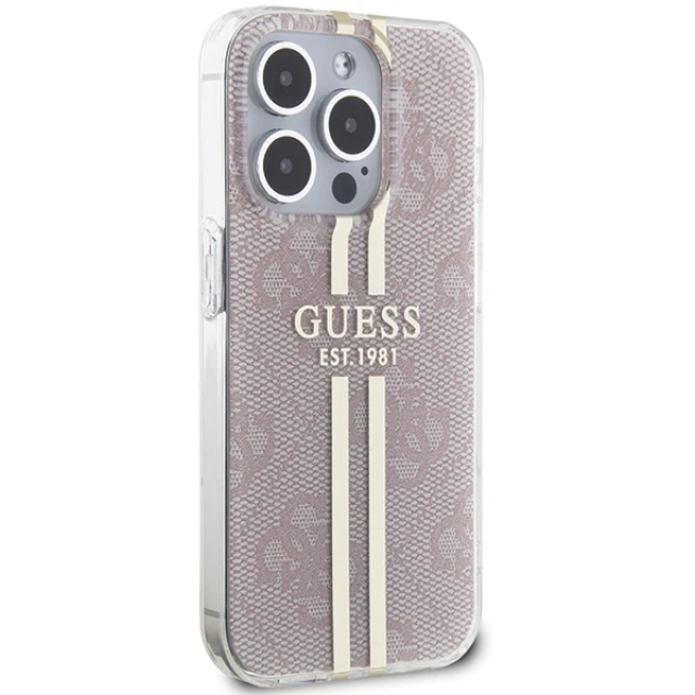 Чохол Guess IML 4G Gold Stripe для iPhone 14 Pro Max Pink (GUHCP14XH4PSEGP)