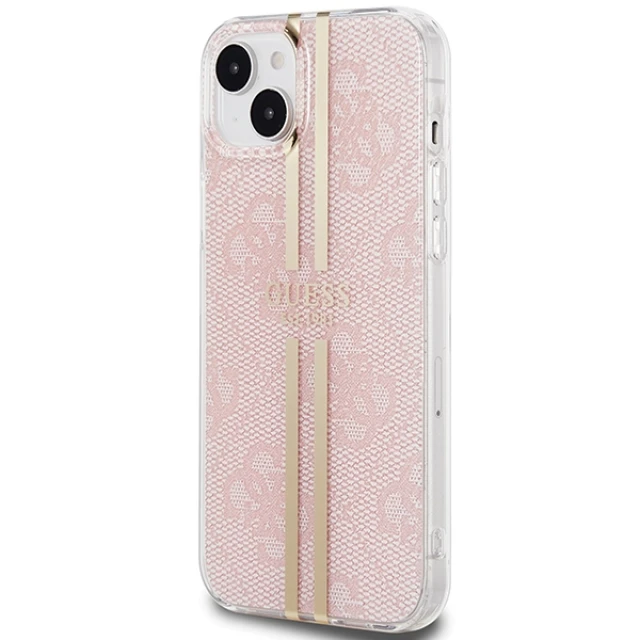 Чохол Guess IML 4G Gold Stripe для iPhone 15 Plus | 14 Plus Pink (GUHCP15MH4PSEGP)