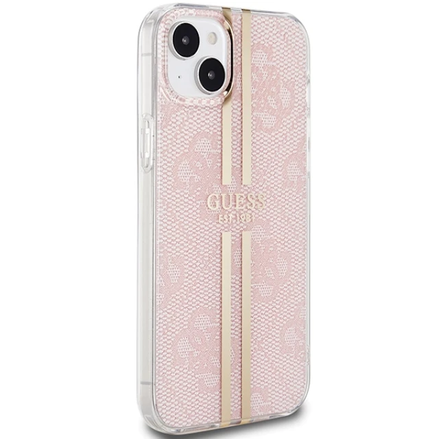 Чохол Guess IML 4G Gold Stripe для iPhone 15 Plus | 14 Plus Pink (GUHCP15MH4PSEGP)