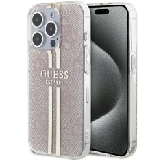 Чохол Guess IML 4G Gold Stripe для iPhone 15 Pro Pink (GUHCP15LH4PSEGP)