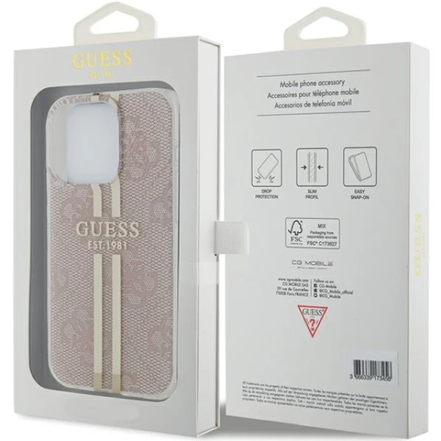 Чохол Guess IML 4G Gold Stripe для iPhone 15 Pro Pink (GUHCP15LH4PSEGP)