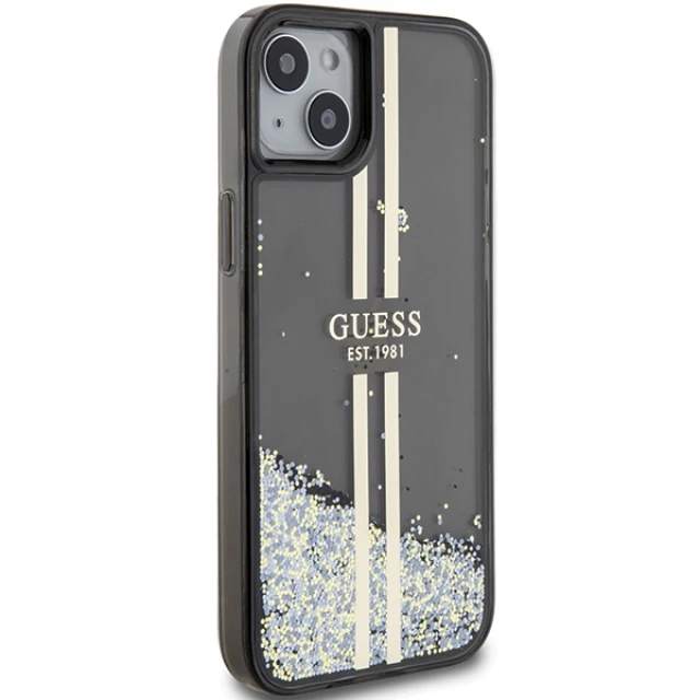 Чохол Guess Liquid Glitter Gold Stripes для iPhone 15 Plus | 14 Plus Black (GUHCP15MLFCSEGK)