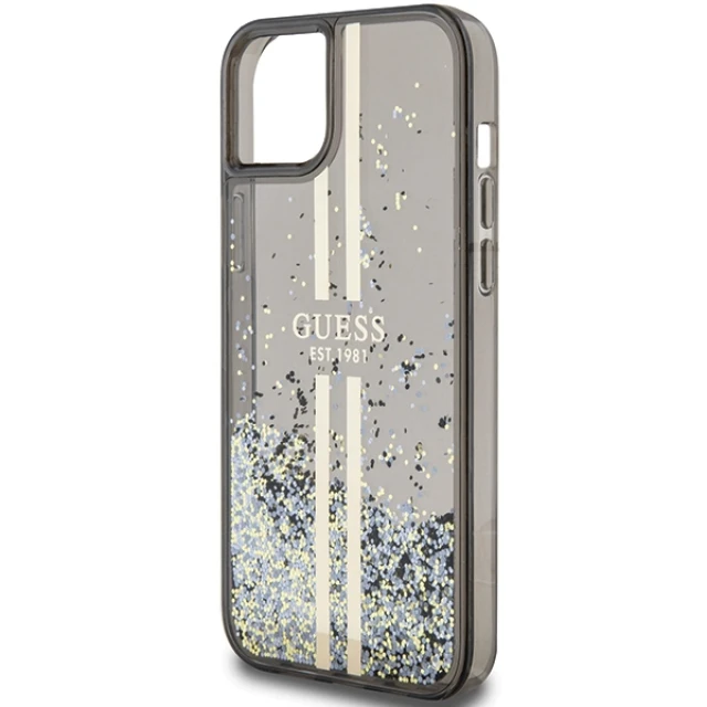Чохол Guess Liquid Glitter Gold Stripes для iPhone 15 Plus | 14 Plus Black (GUHCP15MLFCSEGK)