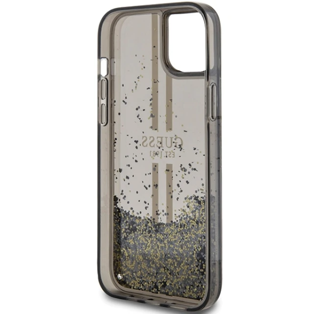 Чохол Guess Liquid Glitter Gold Stripes для iPhone 15 Plus | 14 Plus Black (GUHCP15MLFCSEGK)