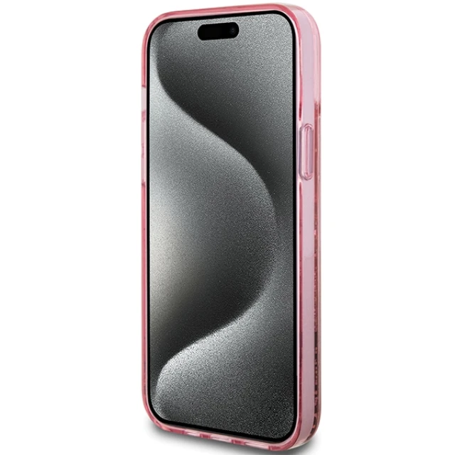 Чохол Guess Liquid Glitter Gold Stripes для iPhone 15 Plus | 14 Plus Pink (GUHCP15MLFCSEGP)