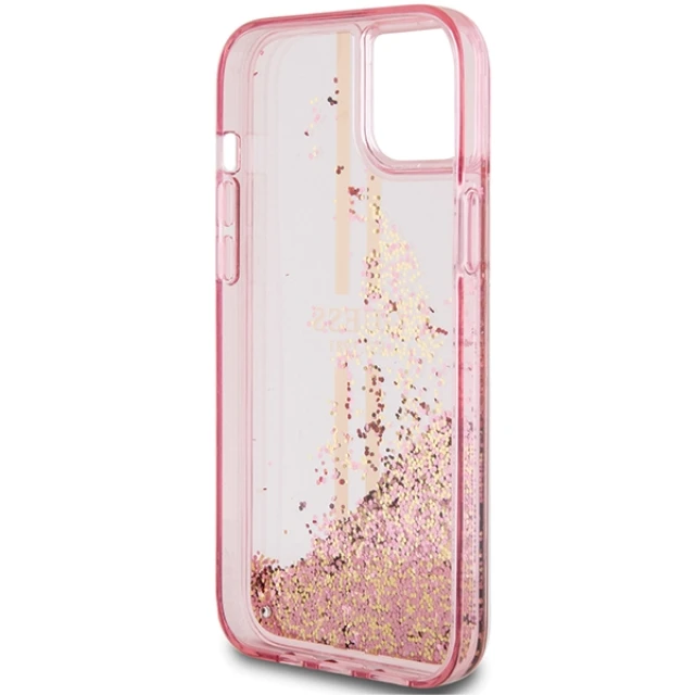 Чохол Guess Liquid Glitter Gold Stripes для iPhone 15 Plus | 14 Plus Pink (GUHCP15MLFCSEGP)