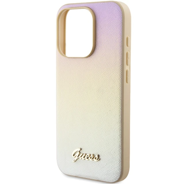 Чехол Guess Saffiano Iridescent Script для iPhone 14 Pro Max Gold (GUHCP14XPSAIRSD)
