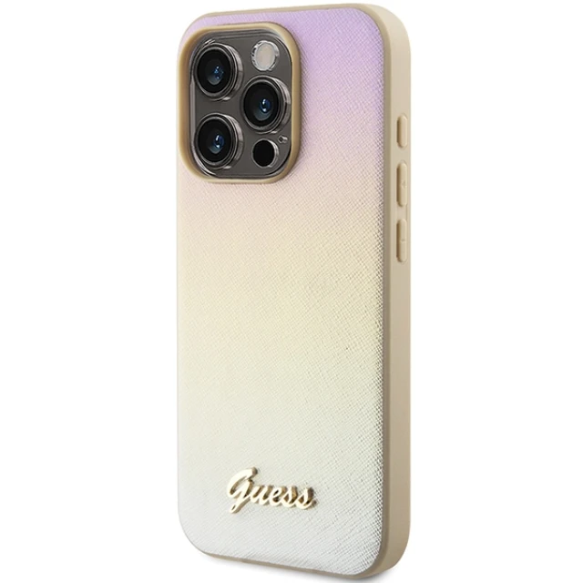 Чохол Guess Saffiano Iridescent Script для iPhone 15 Pro Gold (GUHCP15LPSAIRSD)