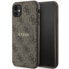 Чехол Guess 4G Collection Leather Metal Logo для iPhone 11 | XR Brown with MagSafe (GUHMN61G4GFRW)
