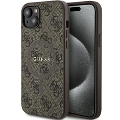 Чехол Guess 4G Collection Leather Metal Logo для iPhone 15 Plus | 14 Plus Brown with MagSafe (GUHMP15MG4GFRW)