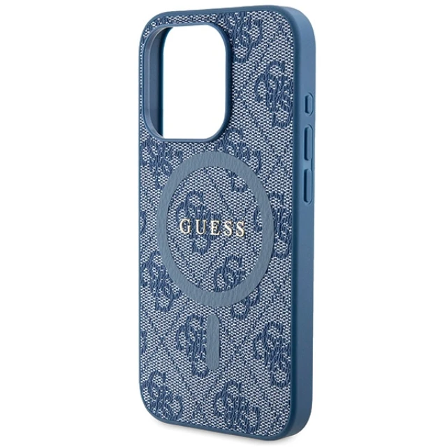 Чохол Guess 4G Collection Leather Metal Logo для iPhone 14 Pro Blue with MagSafe (GUHMP14LG4GFRB)