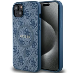 Чохол Guess 4G Collection Leather Metal Logo для iPhone 15 | 14 | 13 Blue with MagSafe (GUHMP15SG4GFRB)
