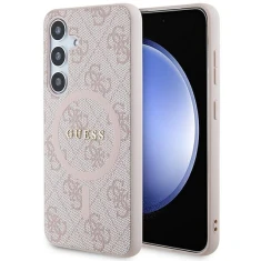 Чохол Guess 4G Collection Leather Metal Logo для Samsung Galaxy S24 (S921) Pink with MagSafe (GUHMS24SG4GFRP)