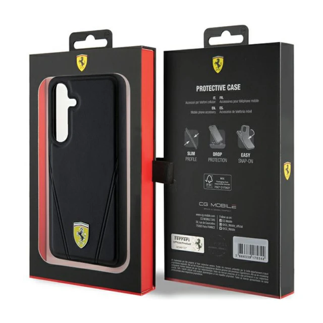 Чохол Ferrari Hot Stamp V Lines для Samsung Galaxy S24 Plus (S926) Black with MagSafe (FEHMS24MP3BAK)