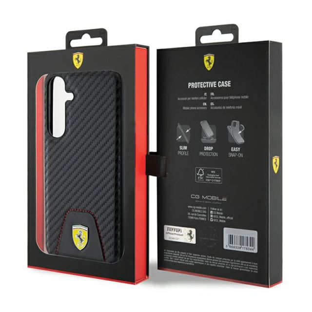 Чохол Ferrari Carbon Stitched Bottom для Samsung Galaxy S24 Plus (S926) Black (FEHCS24MN3PUK)