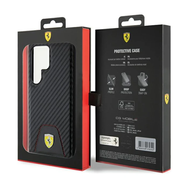 Чохол Ferrari Carbon Stitched Bottom для Samsung Galaxy S24 Ultra (S928) Black (FEHCS24LN3PUK)