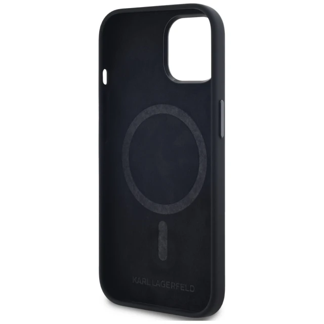 Чохол Karl Lagerfeld Silicone Shadow Metal Initial для iPhone 15 Black with MagSafe (KLHMP15SSCMKMPCK)