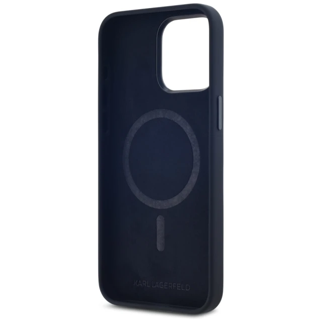 Чохол Karl Lagerfeld Silicone Shadow Metal Initial для iPhone 15 Pro Black with MagSafe (KLHMP15LSCMKMPCK)