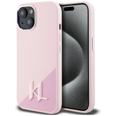 Чохол Karl Lagerfeld Silicone Shadow Metal Initial для iPhone 15 Pink with MagSafe (KLHMP15SSCMKMPCP)