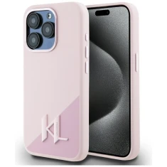 Чохол Karl Lagerfeld Silicone Shadow Metal Initial для iPhone 15 Pro Pink with MagSafe (KLHMP15LSCMKMPCP)